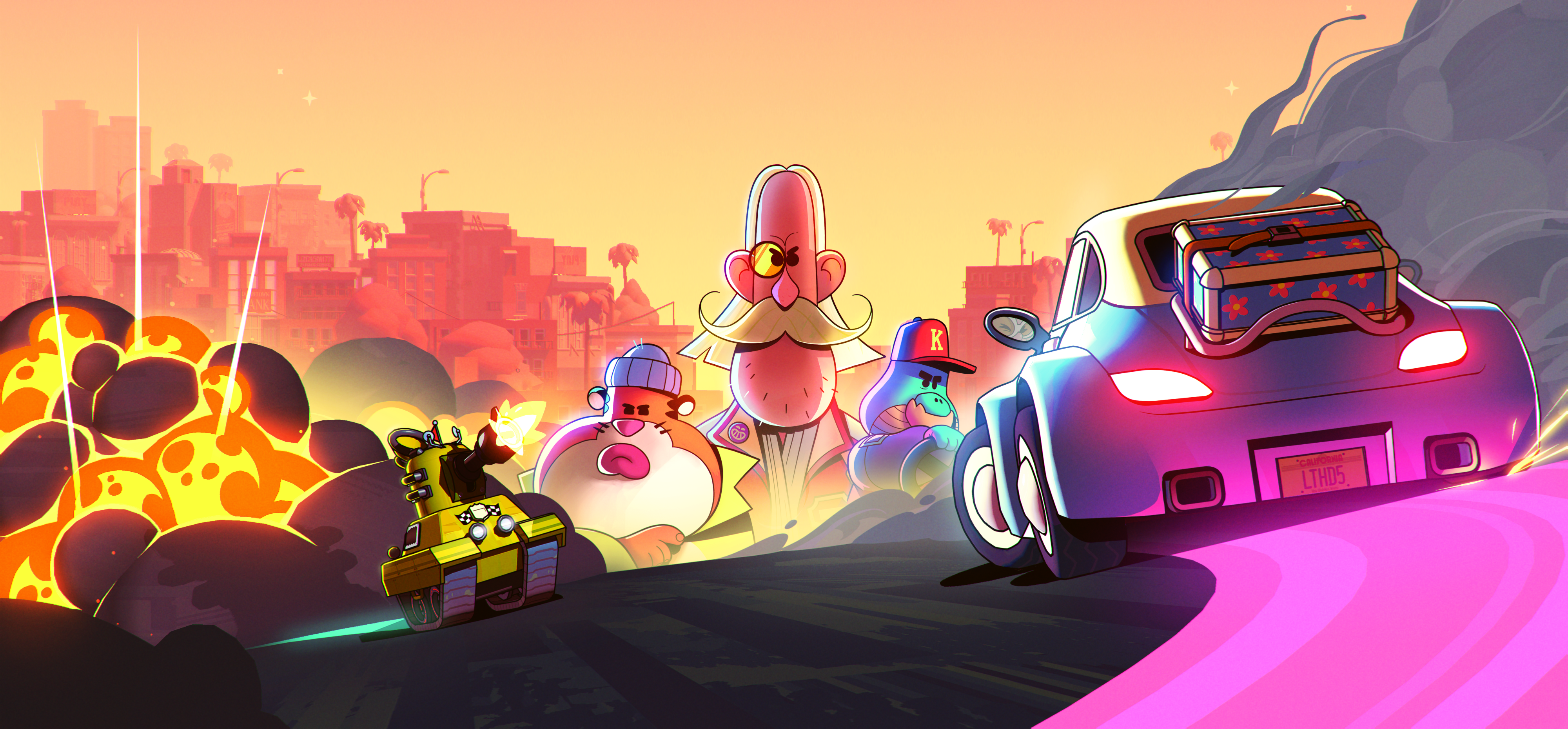 Trailz characters racing through Boom City
